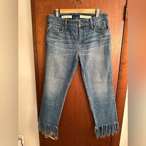 Pilcro and the Letterpress Blue Denim cropped Fringe cropped Jeans